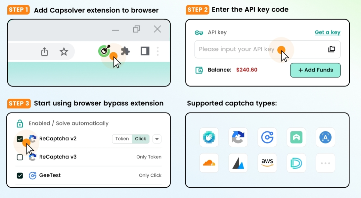 How to use capsolver captcha solver extension