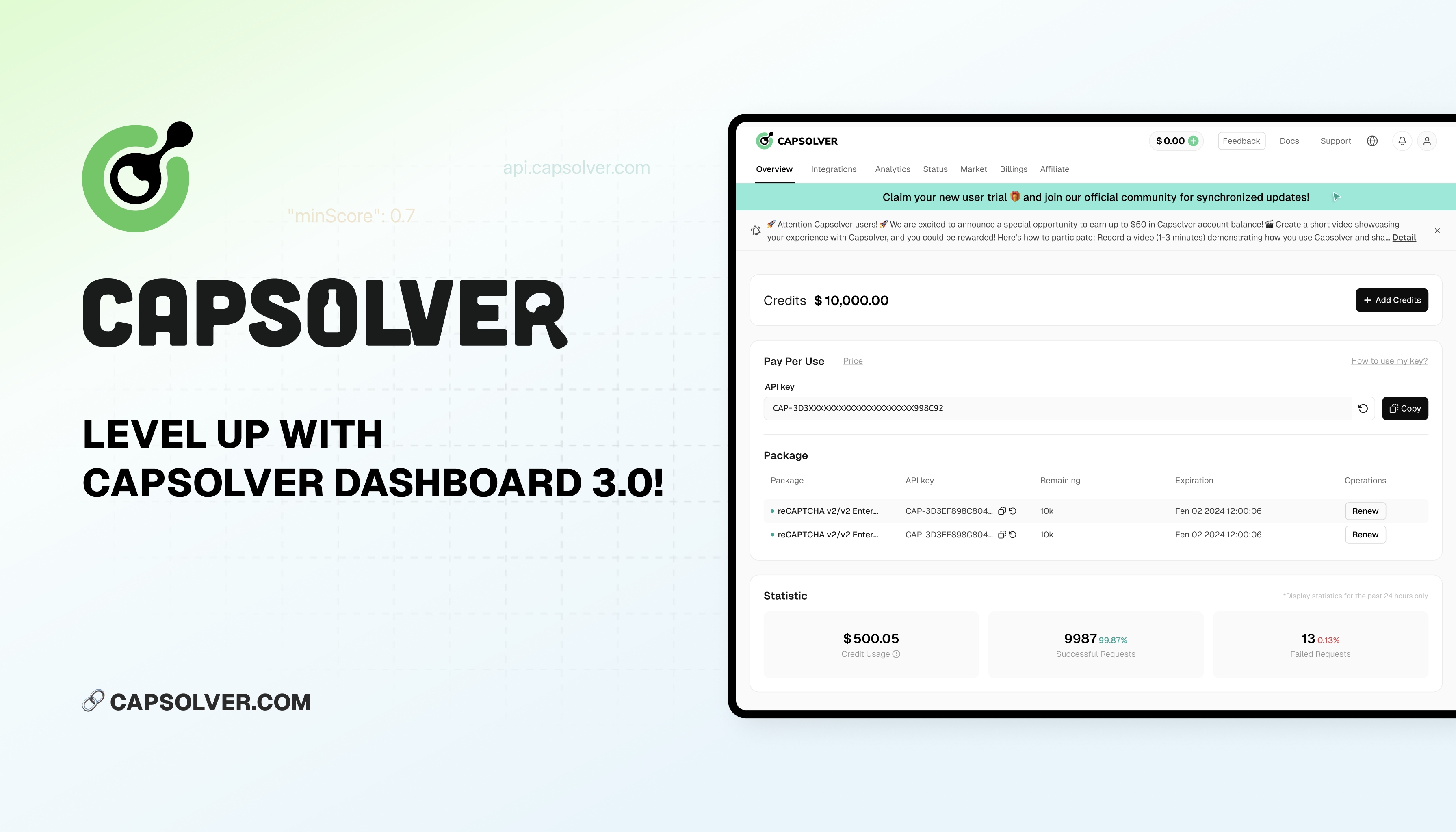 CapSolver Dashboard 3.0!