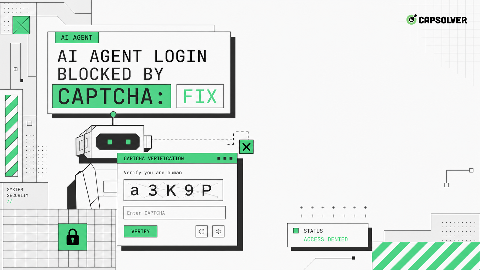 Login do agente de IA bloqueado pelo fluxo de trabalho do CAPTCHA com credencial, cookie, MFA e pontos de verificação de controle de risco.