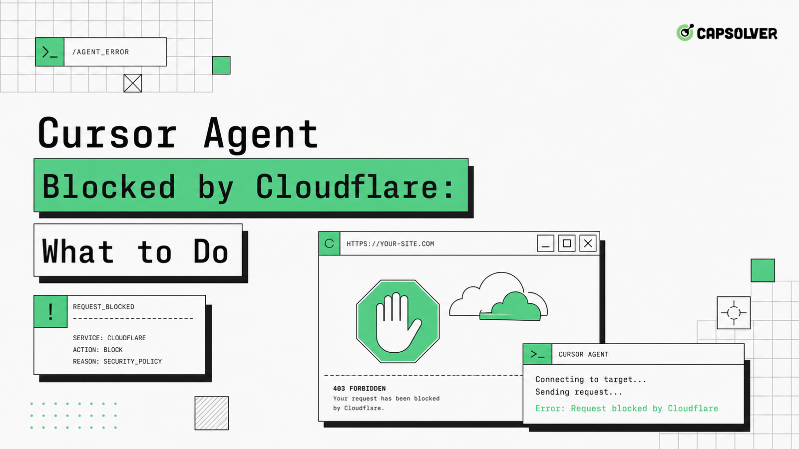 Cursor agent blocked by Cloudflare diagnosis board with Turnstile, traffic validation, and retry controls