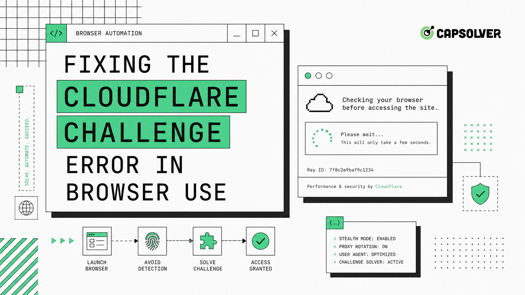 Tampilan gaya UI yang menunjukkan cara memperbaiki kesalahan Cloudflare Challenge di agen peramban