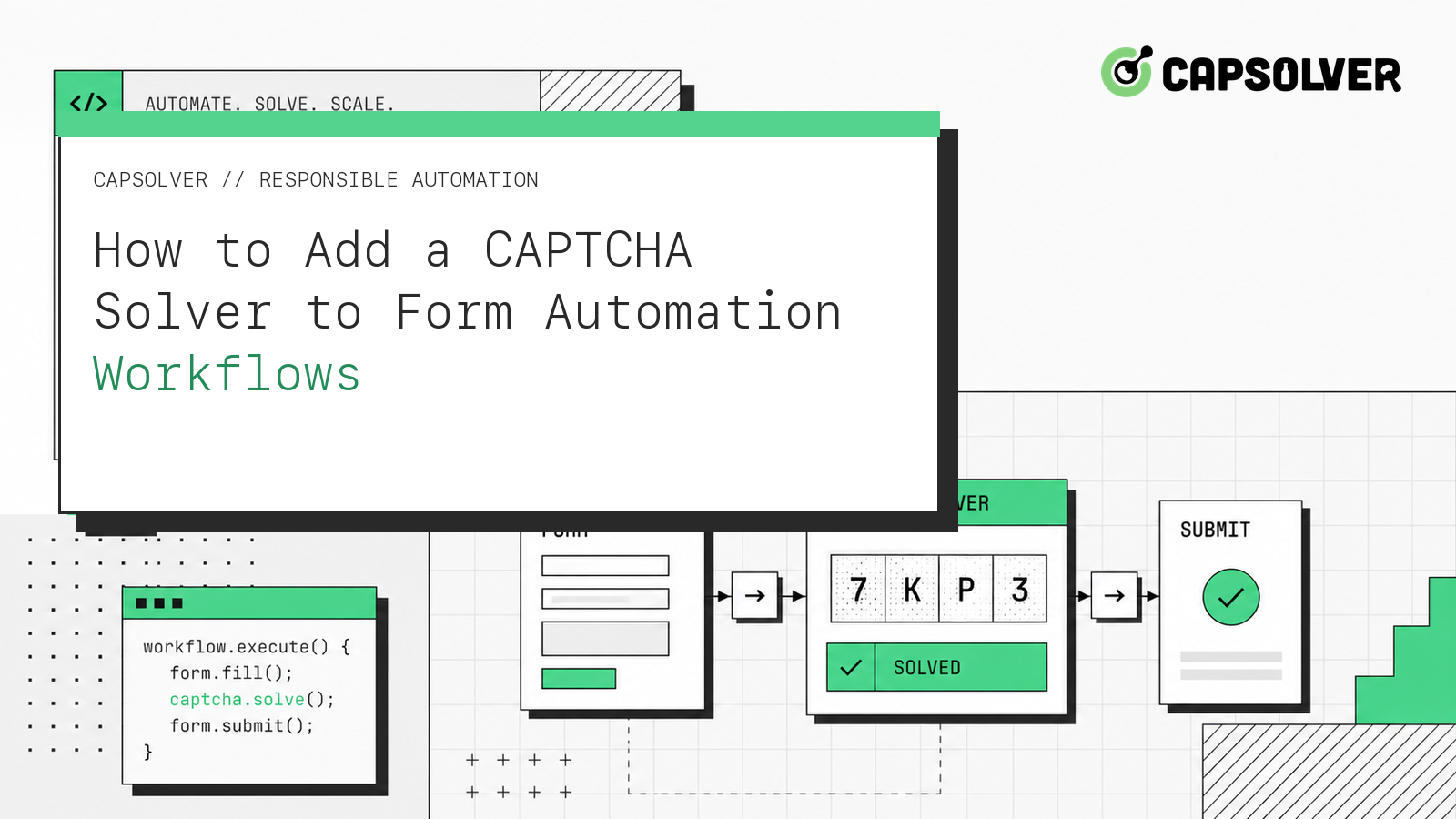 Form automation pausing for a CAPTCHA API result before submission