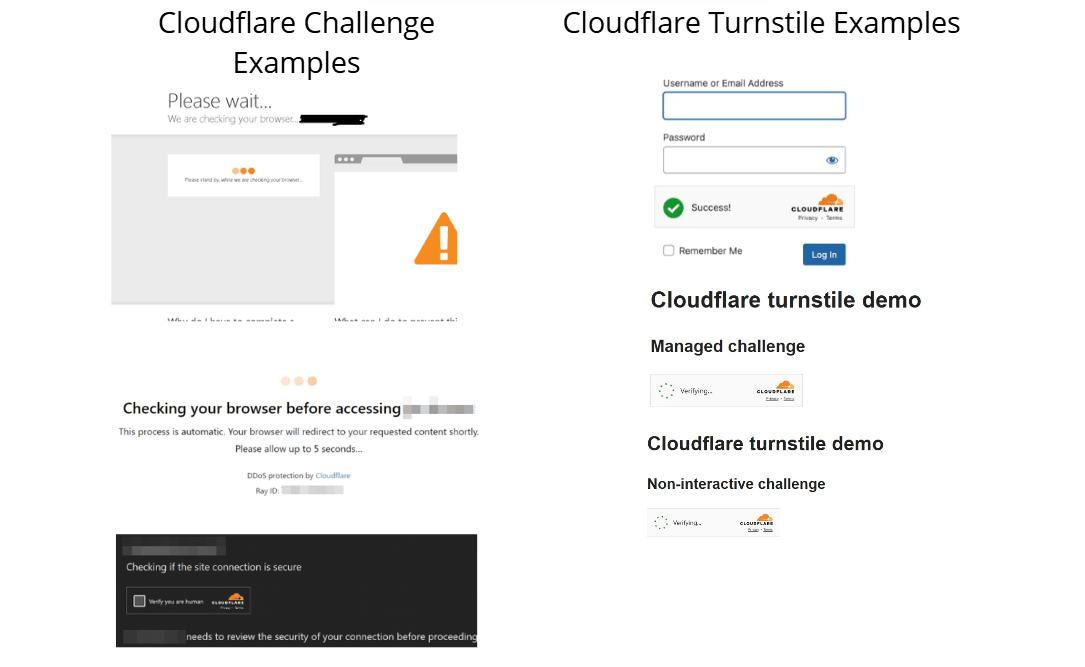 Cloudflare Challenge vs Turnstile key differences visual comparison