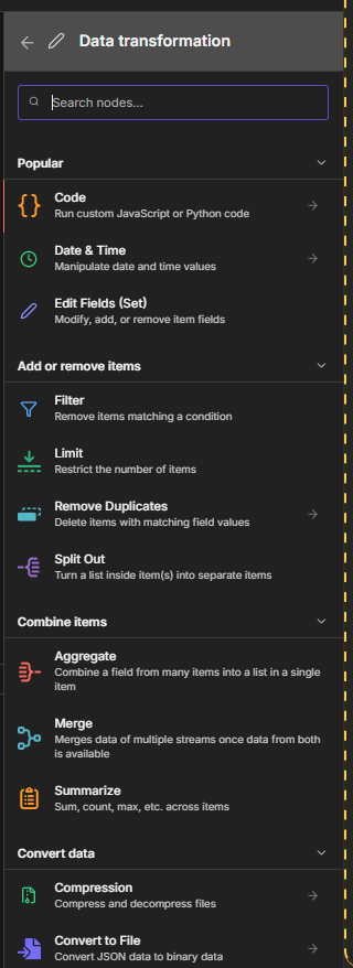 n8n data transformation nodes