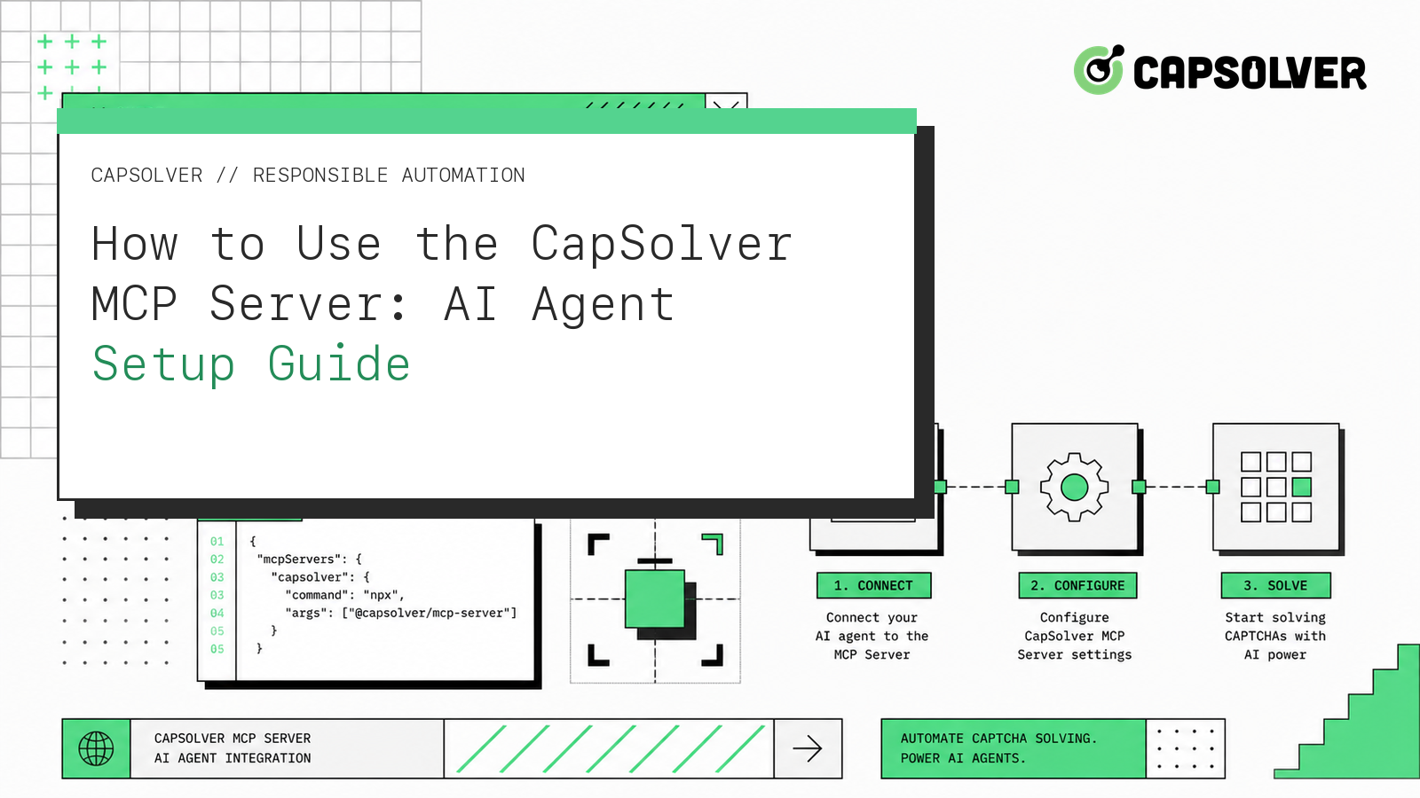 CapSolver MCP server connected to an AI agent tool workflow